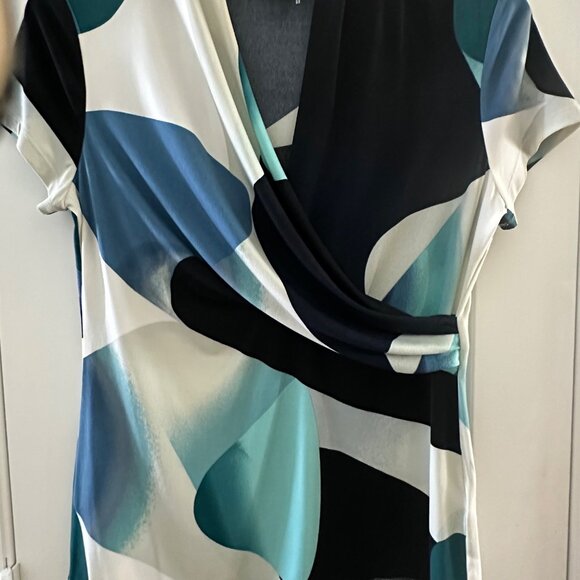 DKNY Womens Abstract Print Short Sleeve Wrap Top M - Picture 5 of 5